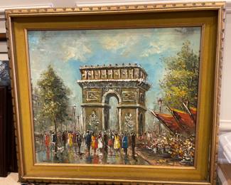 VTG Painting of Arc de Triomphe oil painting by P.G. Tiele, 29"W x 26"H,  was $245, NOW $165