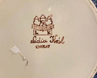 Signed Blue floral pottery from Poland~