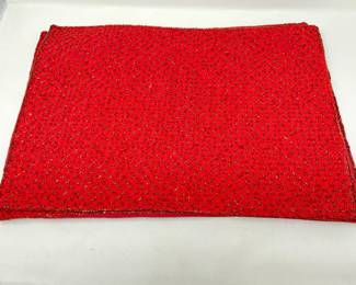 Crate & Barrel red beaded placemats, set of 6,  $22