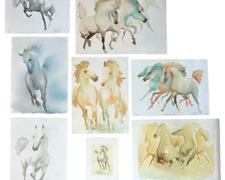 8pc. Signed Beatrice Bulteau Horse Lithograph
