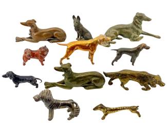 11pc Vintage Metal Dog Figure Collection
