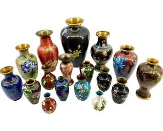 17pc Cloisonné Vase Collection
