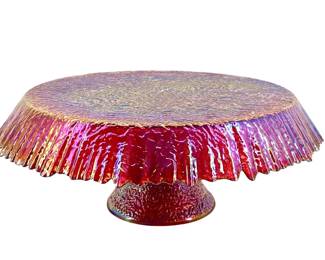 Vintage Iridescent Art Glass Cake Stand
