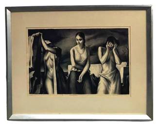 Signed Benton Spruance “Lamentation" Lithograph
