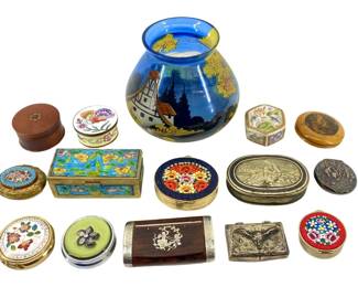 14pc. Vintage Miniature Snuff Box Collection
