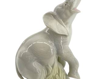 Vintage Valencia Porcelain Elephant Sculpture
