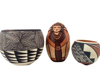 3pc Vintage Painted Acoma Pottery

