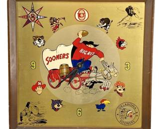 1970 Wood & Brass Oklahoma Sooners Wall Clock
