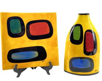 2pc Ceramic Signed Naylor White Salmon Art Pottery
