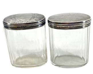 2pc Sterling Lidded Glass Containers
