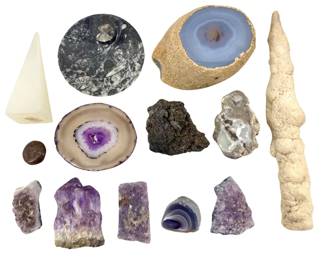 13pc Amethyst, Agate, & Fossil Collection

