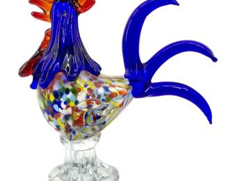 Vintage Murano Art Glass Confetti Rooster
