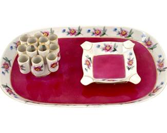Floral Painted Porcelain Ash Tray

