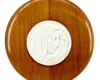 Antique Italian Alabaster Madonna Wall Art
