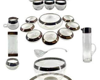 17pc Dorothy Thorpe Sterling on Crystal Dishes
