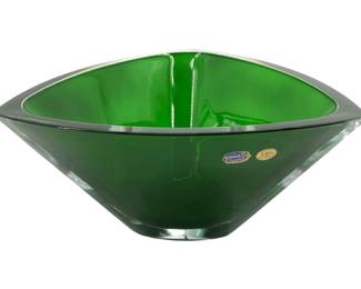 Vintage Green Bohemian Crystal Bowl
