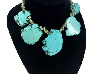 Large Turquoise Beaded Necklace
