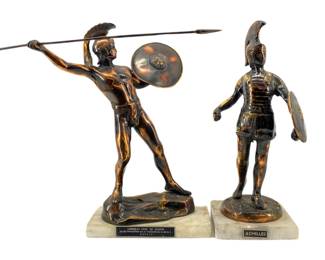 Vintage Bronze Achilles and Leonidas Sculptures
