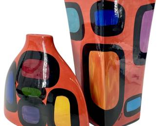 2pc Ceramic Signed Naylor White Salmon Art Pottery
