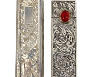 2pc Vintage Sterling Silver Lipstick Holders
