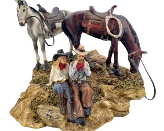 Vintage Horses and Cowboys Sculpture
