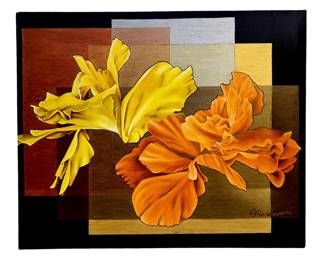 Signed Frankowski “Hibiscus Squared" Acrylic
