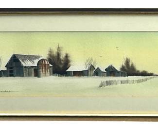 Signed Dey Wictman Winter Watercolor Painting
