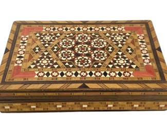 Vintage Mosaic Wooden Jewelry Box
