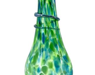 Vintage Murano Blue and Green Art Glass Vase

