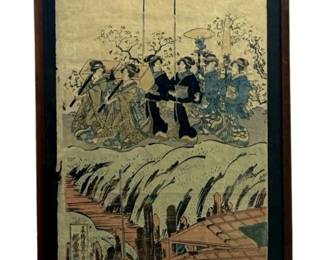 19th Century Asian Ceremony Woodblock
