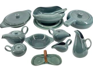 13pc Russel Wight Vintage Teal Serving Ware
