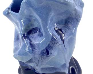 Signed Kelly Ceramic Blue Earthware Art Vase
