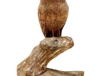 Signed Vic Malatesta Engraved Owl Sculpture
