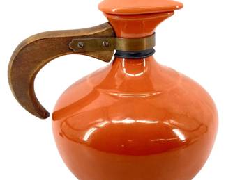 Vintage Orange Painted Ceramic Baur Pitcher
