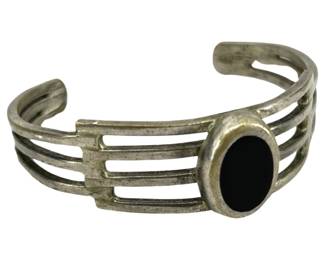 Sterling Silver and Onyx Cuff Bracelet