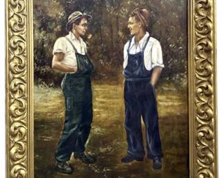Vintage Farmers Oil on Canvas
