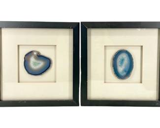 Vintage Framed Teal Agate Slabs

