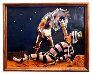 Signed Jerry Solomon Carved Leather Painting
