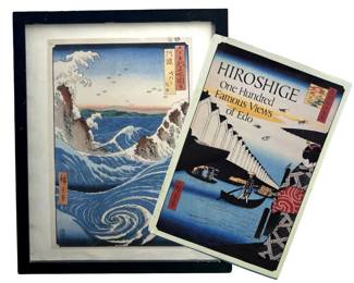Hiroshige “Whirlpool & Waves" Woodblock & Book
