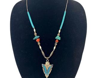 Vintage Sterling, Turquoise, and Coral Necklace