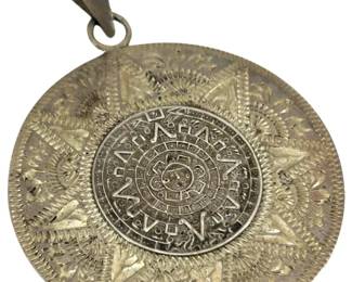 Vintage Sterling Silver Mayan Pendant
