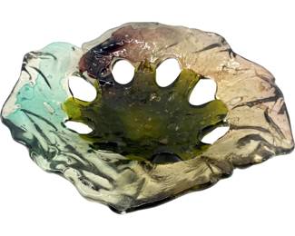 Vintage Art Glass Purple, Green, and Blue Bowl
