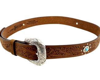 Justin Genuine Leather Turquoise Decorated Belt
