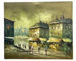 Signed Atlas Landscape Oil on Canvas
