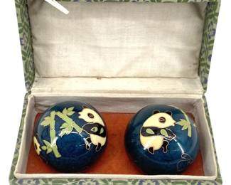 Chinese Boading Health Cloisonné Panda Bells
