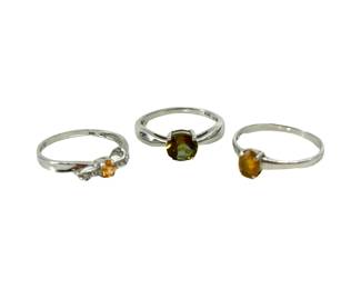 3pc. Citrine & Topaz Sterling Silver Rings
