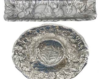 2pc 1990 Arthur Court Aluminum Bunny Trays
