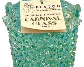 Vintage Geometric Fenton Carnival Glass Jar

