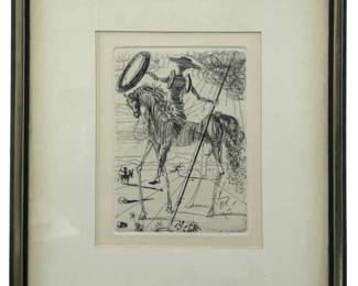 Vintage Salvador Dali “Don Quixote" Etching
