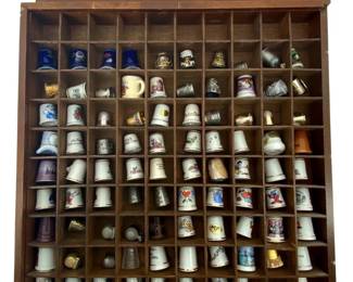 90pc Porcelain and Metal Thimble Collection Case
